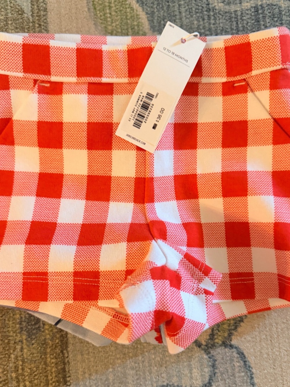Janie and Jack Red and White Gingham Stretch Shorts